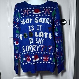 Ugly Christmas Sweater Joe Boxer NWT Funny Blue Holiday